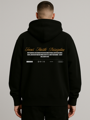 FOCUS DROP OVERSIZED ZIP-HOODIE BLACK