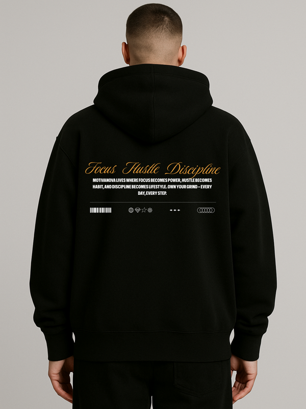 FOCUS DROP OVERSIZED ZIP-HOODIE BLACK