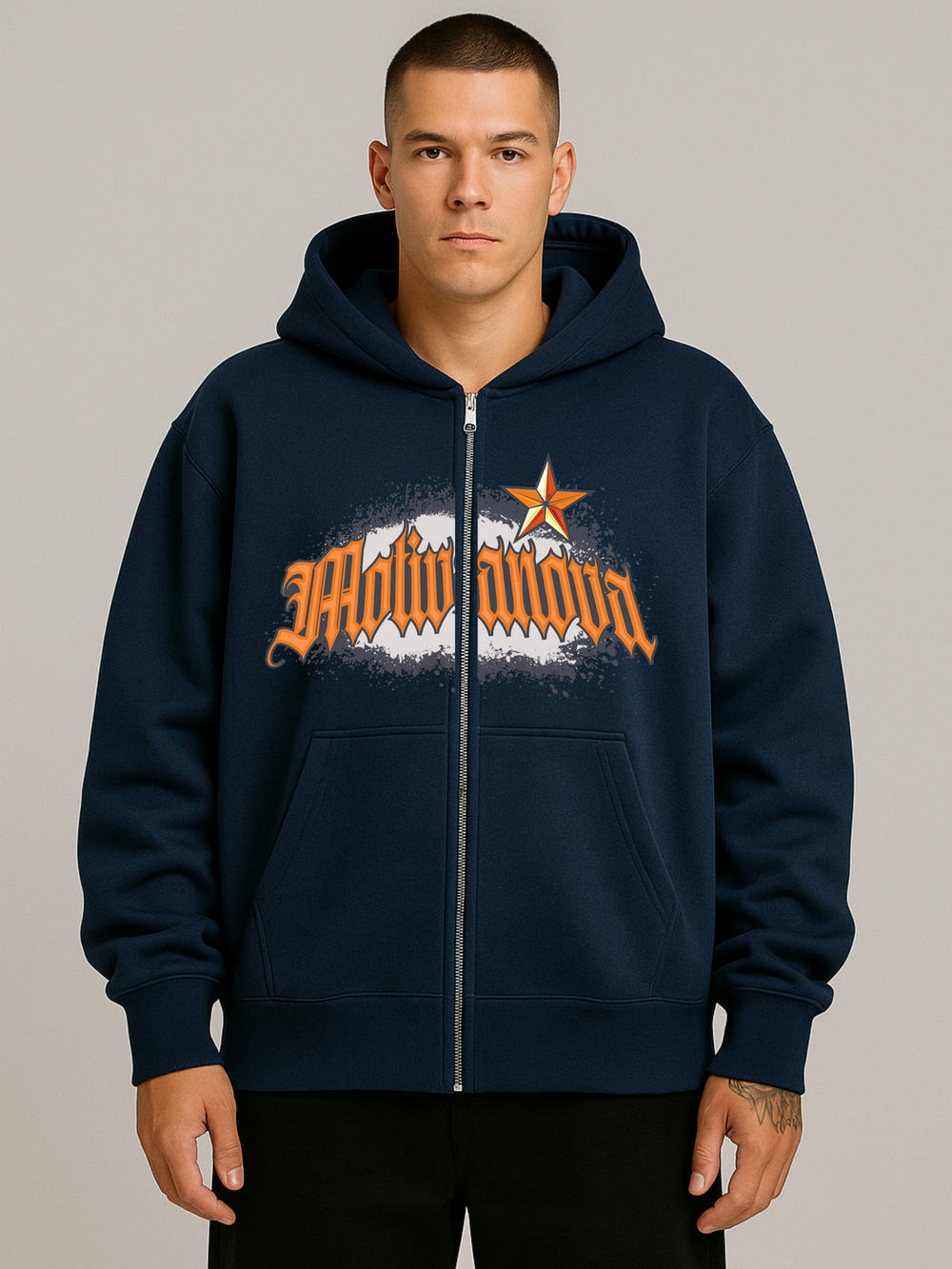 STREET STAR OVERSIZED ZIP HOODIE
