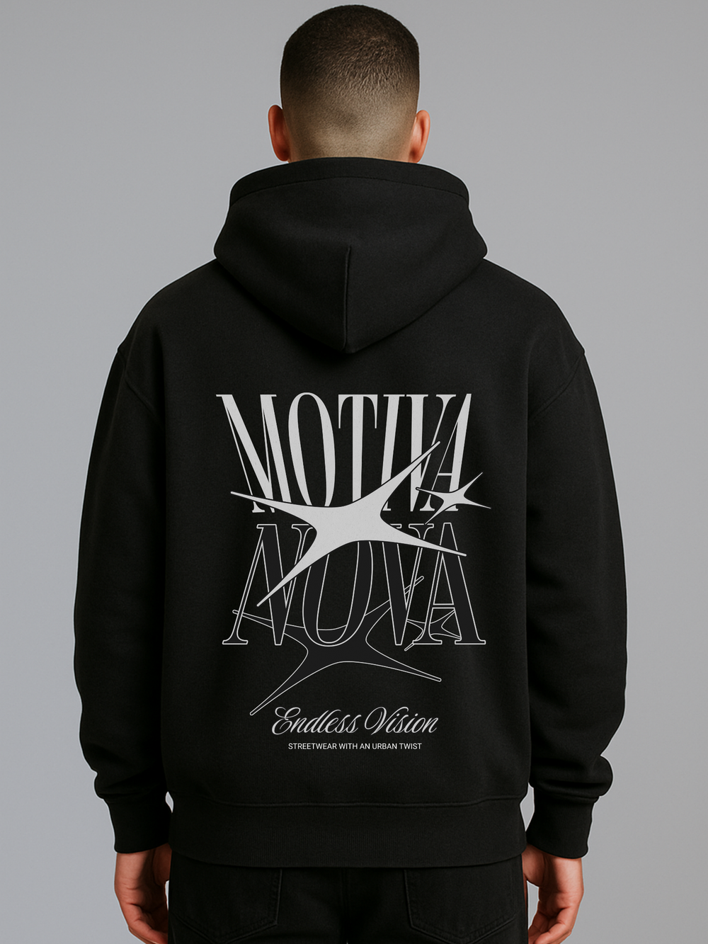 ENDLESS VISION LOGO OVERISZED HOODIE BLACK