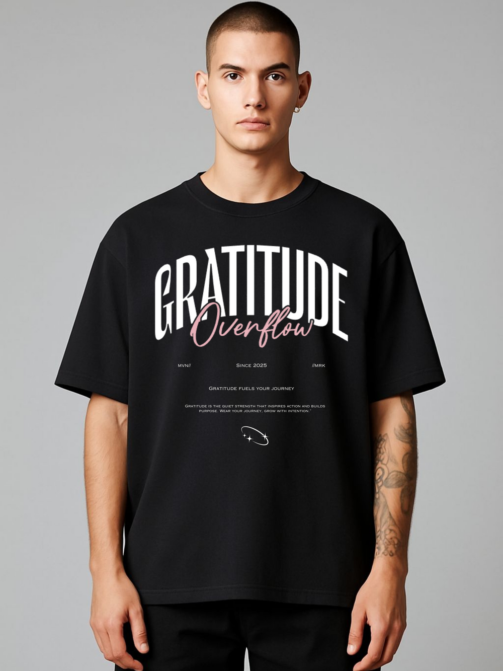 GRATITUDE OVERFLOW   OVERSIZED TEE
