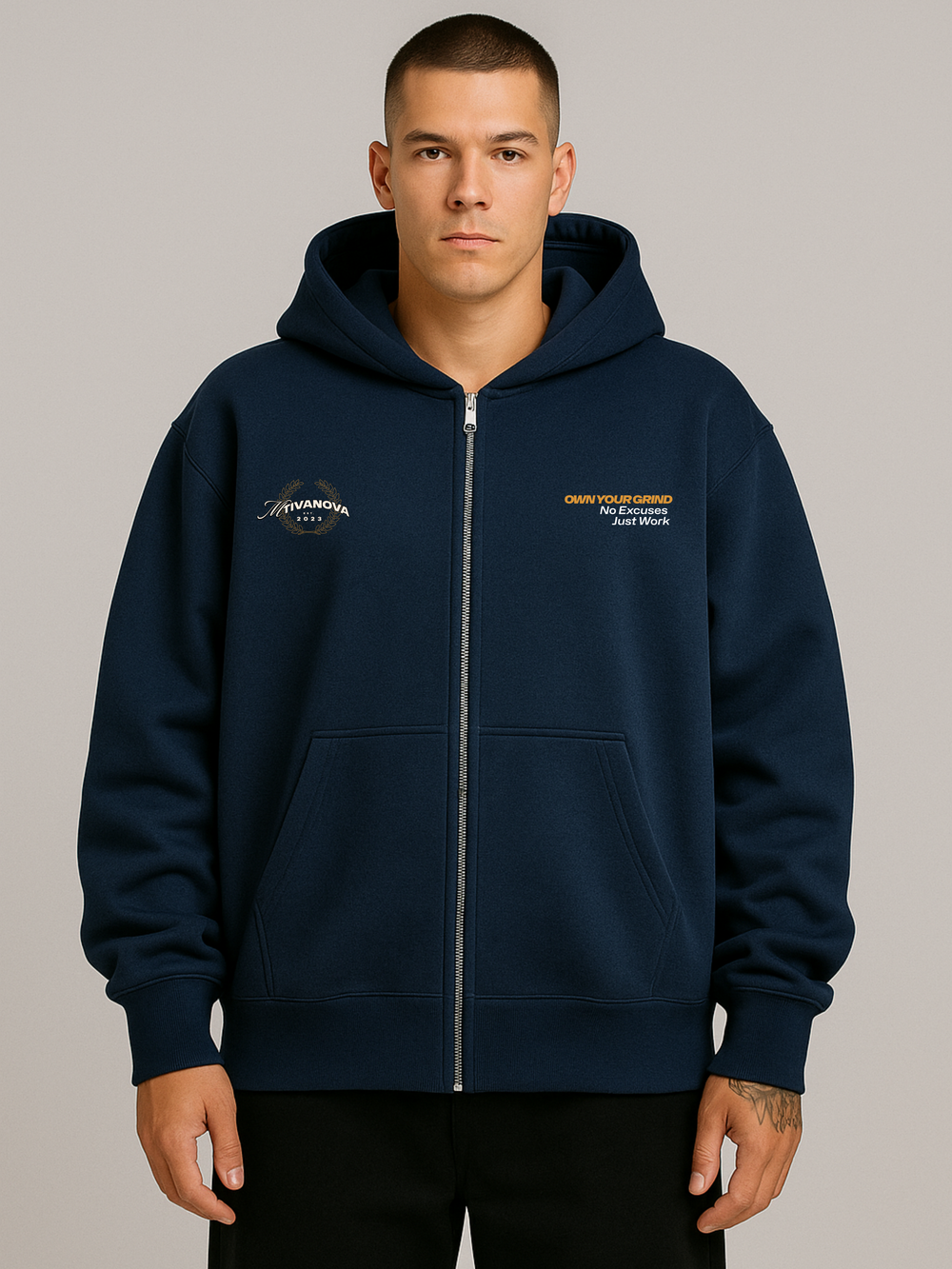 FOCUS DROP OVERSIZED ZIP-HOODIE