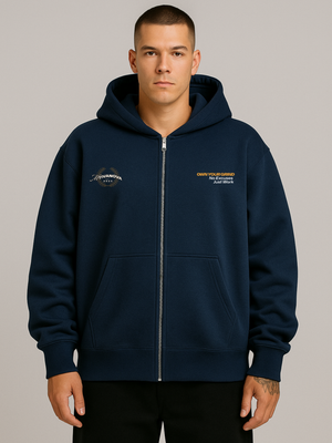 FOCUS DROP OVERSIZED ZIP-HOODIE BLACK