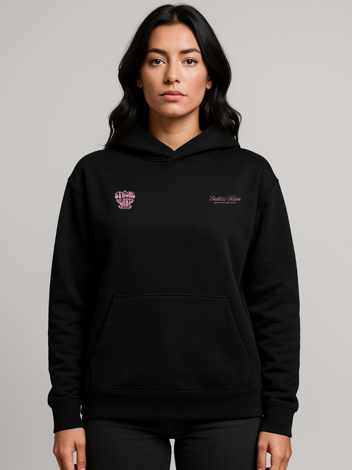 STRONG HEARTS CREW WOMAN OVERSIZED HOODIE BLACK