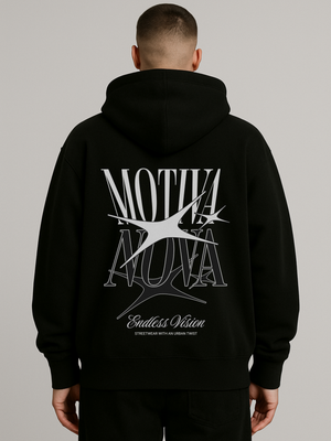 ENDLESS VISION LOGO OVERISZED ZIP-HOODIE BLACK