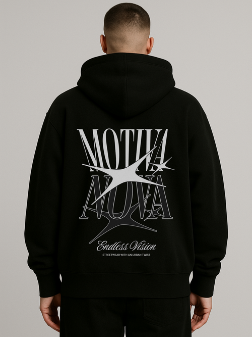 ENDLESS VISION LOGO OVERISZED ZIP-HOODIE BLACK