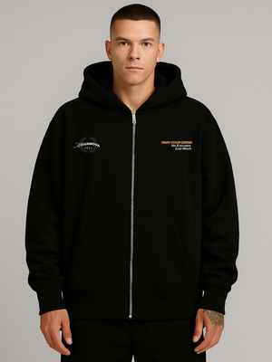 FOCUS DROP OVERSIZED ZIP-HOODIE BLACK