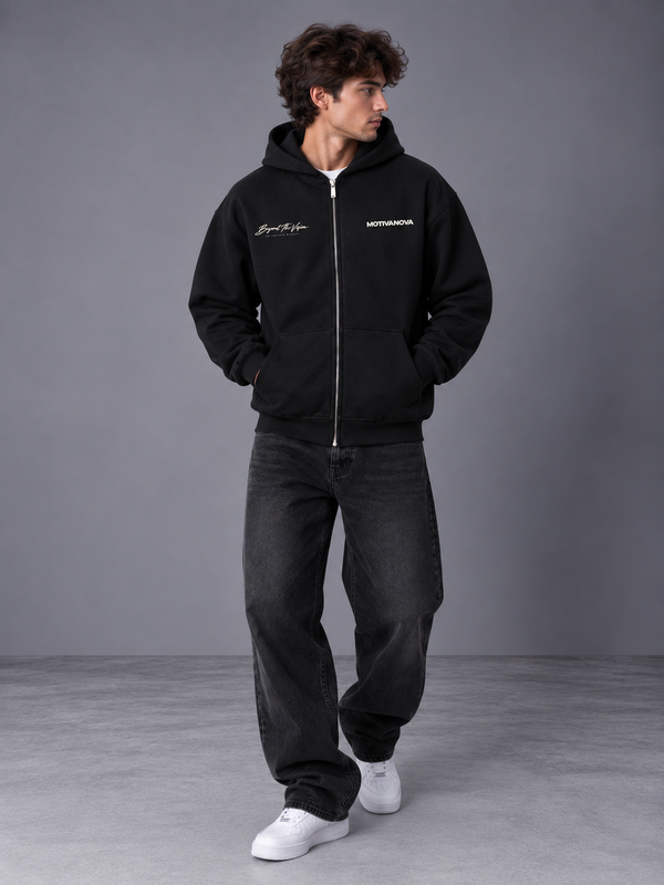 VISION HEAVY OVERSIZED ZIP-HOODIE BLACK